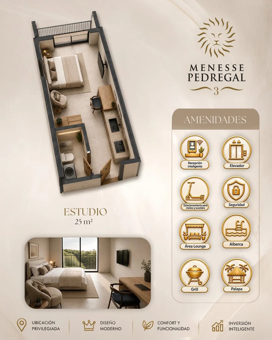 Departamento de 2 recámaras en Pedregal, Playa del Carmen | 75 m² - Imagen 1